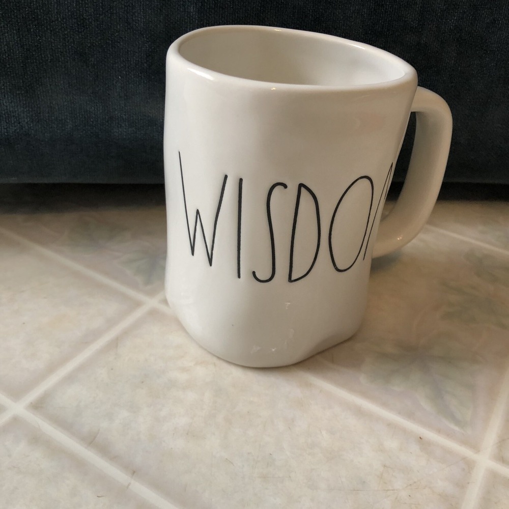 Rae Dunn WISDOM Coffee Mug Cup Large Letter Ceramic Farmhouse Style Artisan Coll